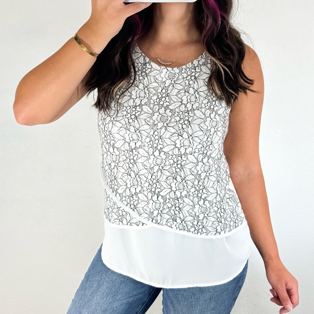 Black and white floral tank top
